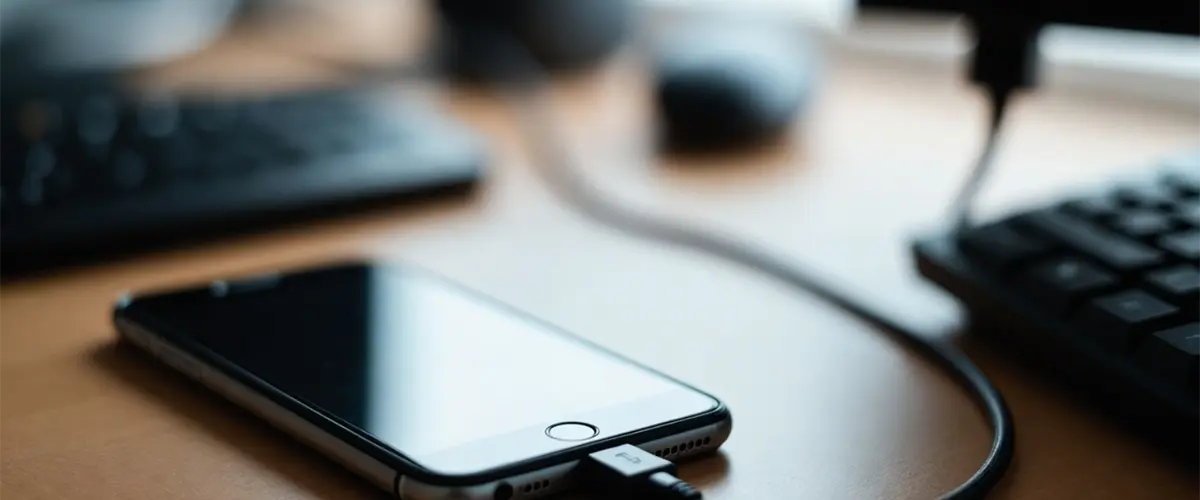 Smartphone undergoing forensic data extraction process