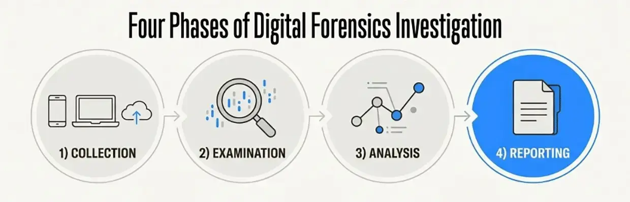 The four phases of digital forensics Investigation