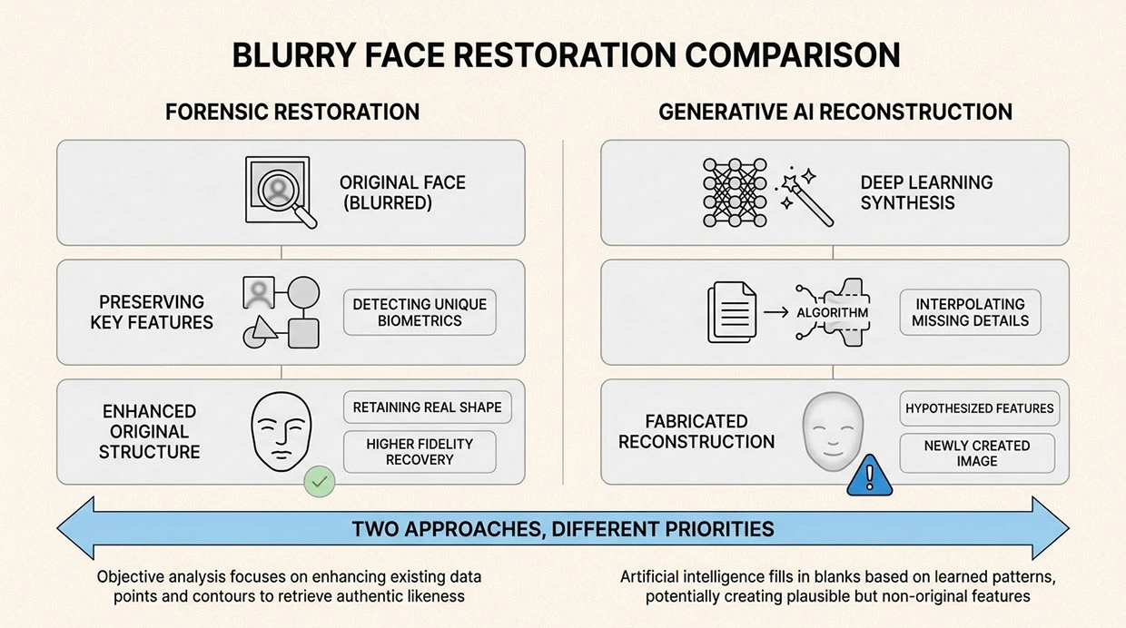 Forensic Restoration vs Generative AI Reconstruction